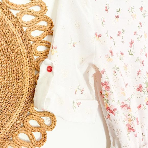 Vintage 1950s Retro Cottagecore Dress, Mid Century Boho Fairy Floral Shirt Dress - Picture 8 of 14